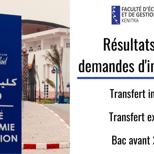 Résultats des demandes d’inscription (Transfert internes et externes – Bac avant 2021)